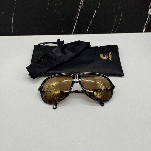 NEW CARRERA SAFARIN65/N 2M2 BLACK GOLD BROWN AVIATOR CARRERA SUNGLASSES - Picture 8 of 8